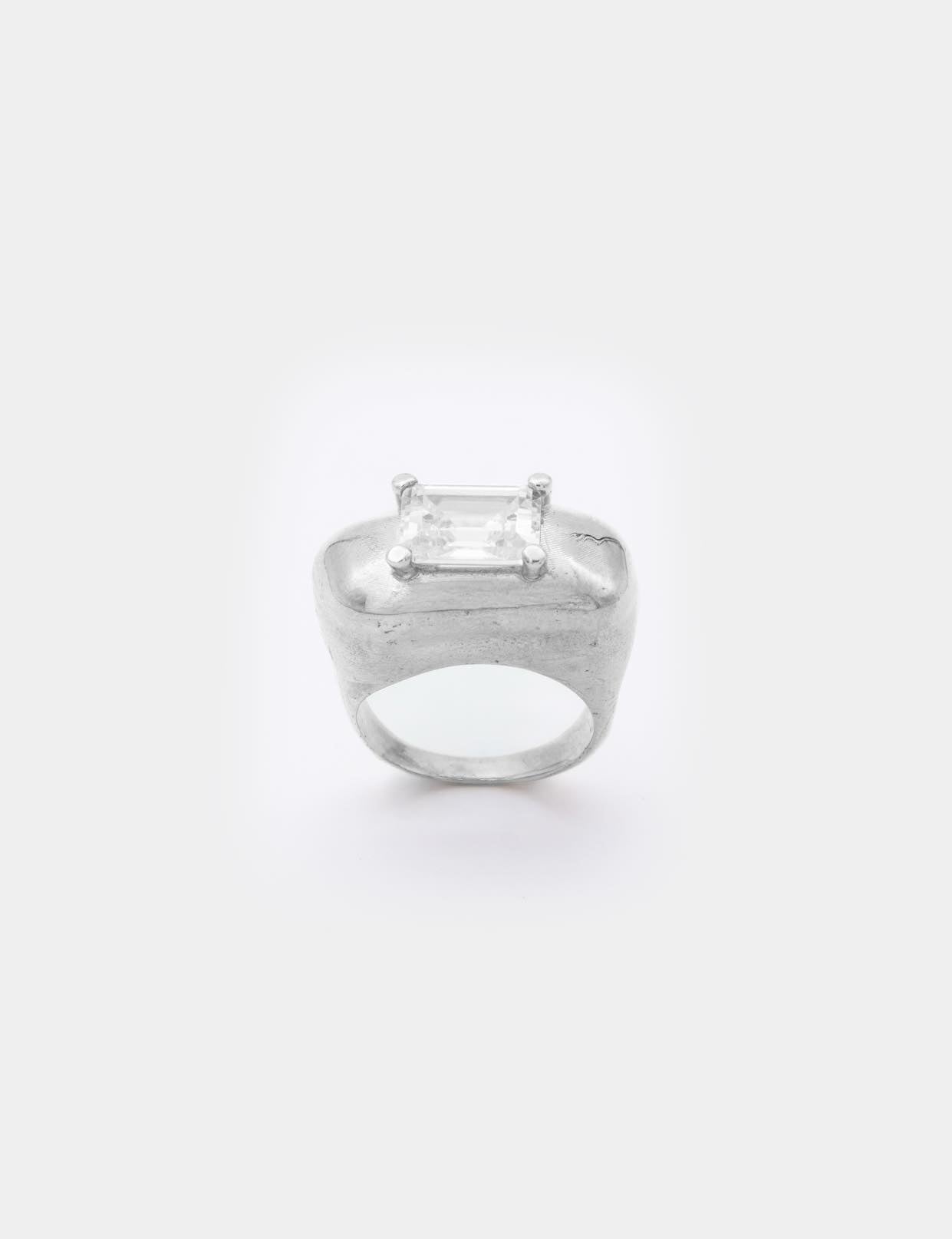 Voodoo Jewels Bold Shapes Supernova anello argento pietra bianca M
