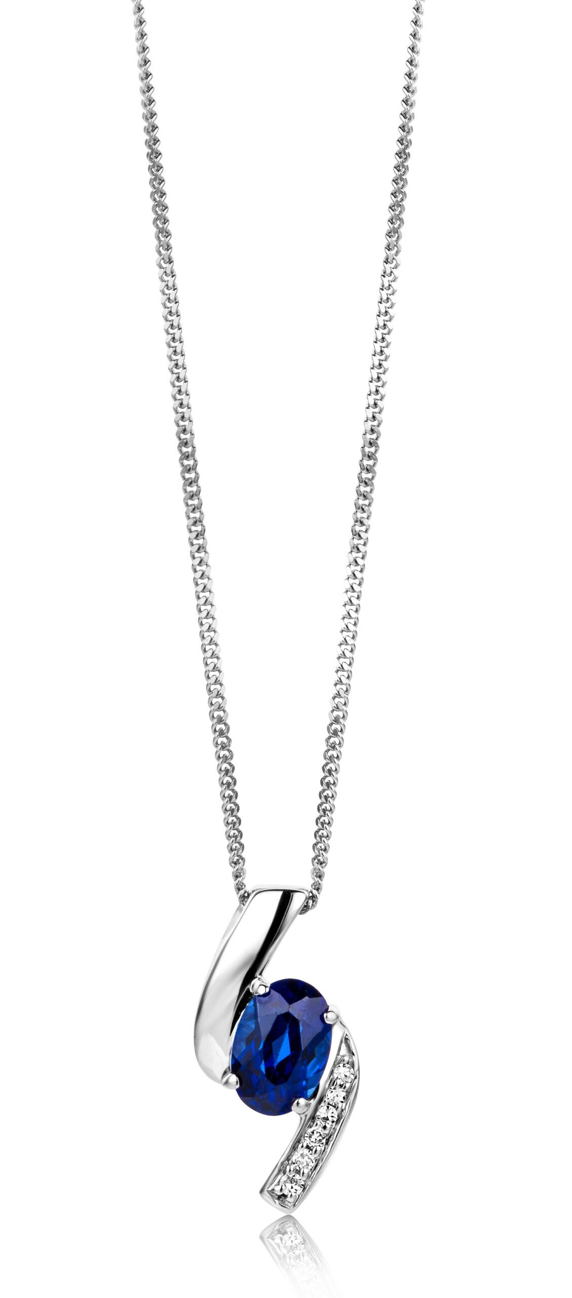 Miore collana oro bianco 9 kt zaffiro creato