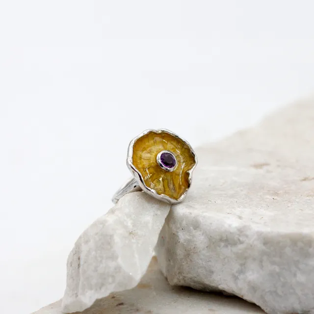 Anna Gioielli Winter Flower Anello Argento Ametista Media