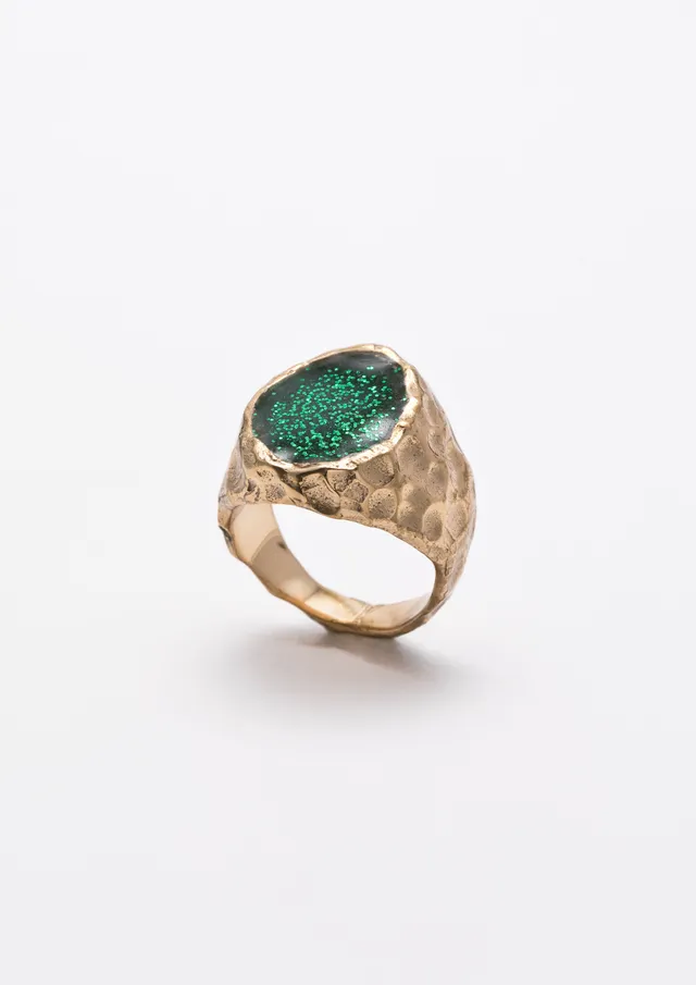 Voodoo Jewels Sigilla Green Sigillum Anello Bronzo Placcato Oro