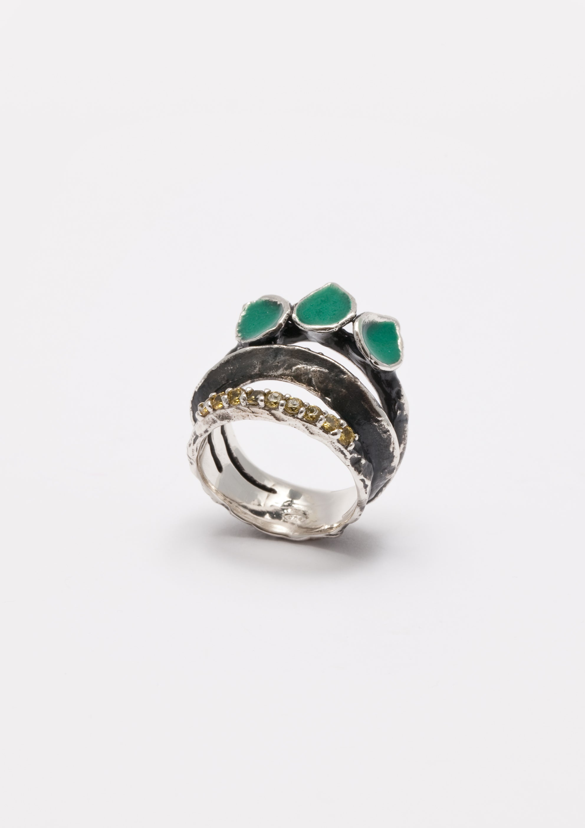 Voodoo Jewels Bold Shapes Gaura anello argento pietre