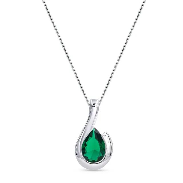 Miore Necklace Collana Oro Bianco 9Kt 375 con Smeraldo