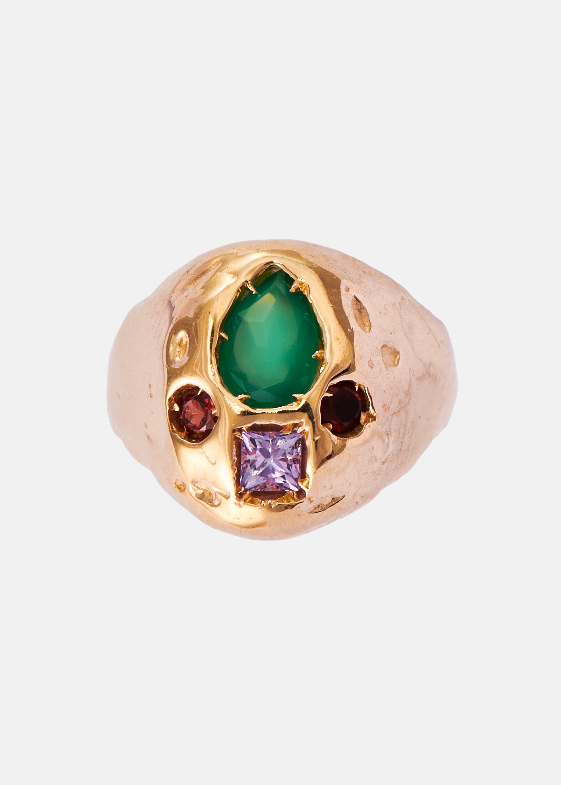 Voodoo Jewels Bold Shapes Izamal anello sigillo placcato oro