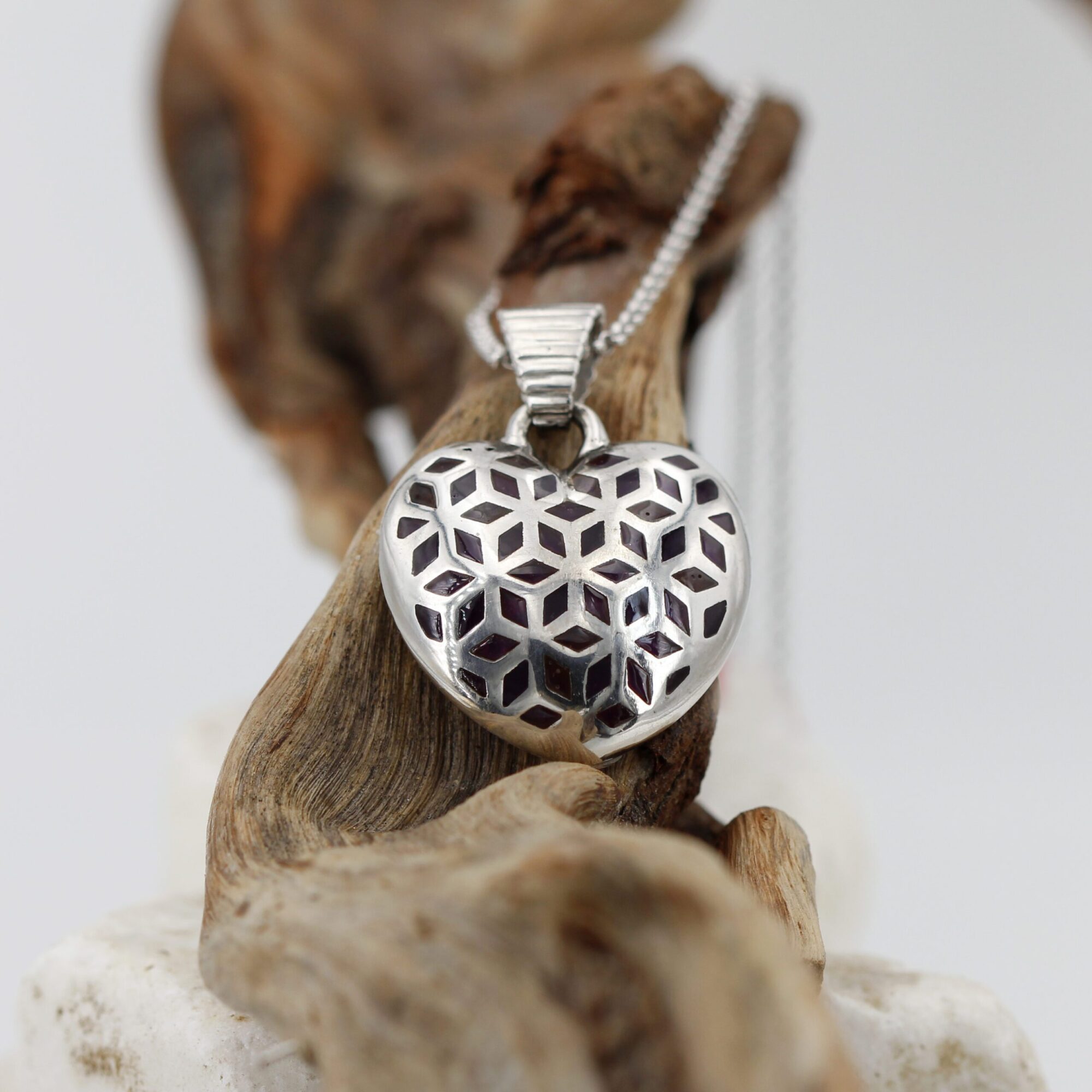 Anna Gioielli Pendenti Ciondolo Cuore Argento Smalto Bordeaux