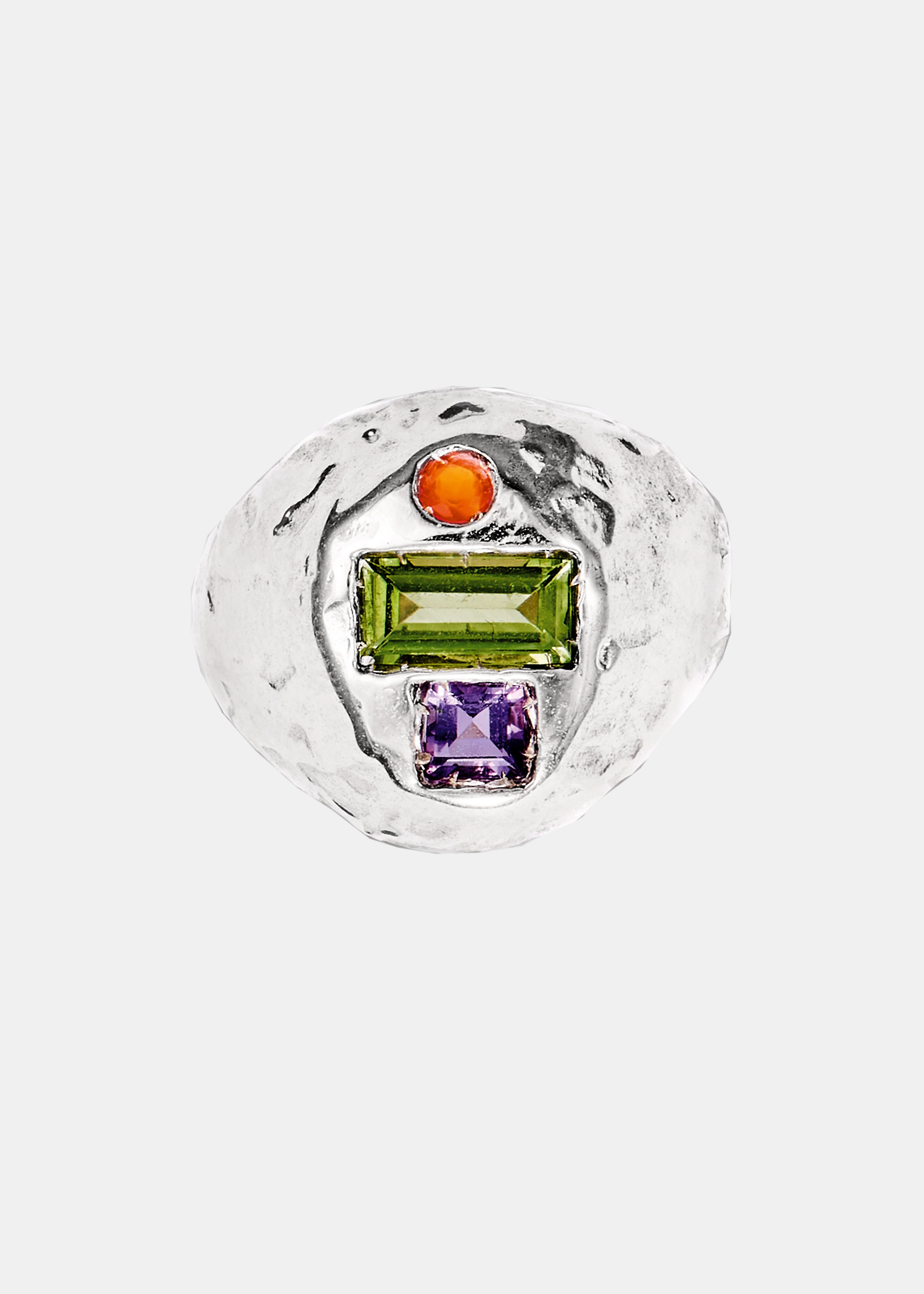 Voodoo Jewels Bold Shapes Coban anello argento ametista peridoto