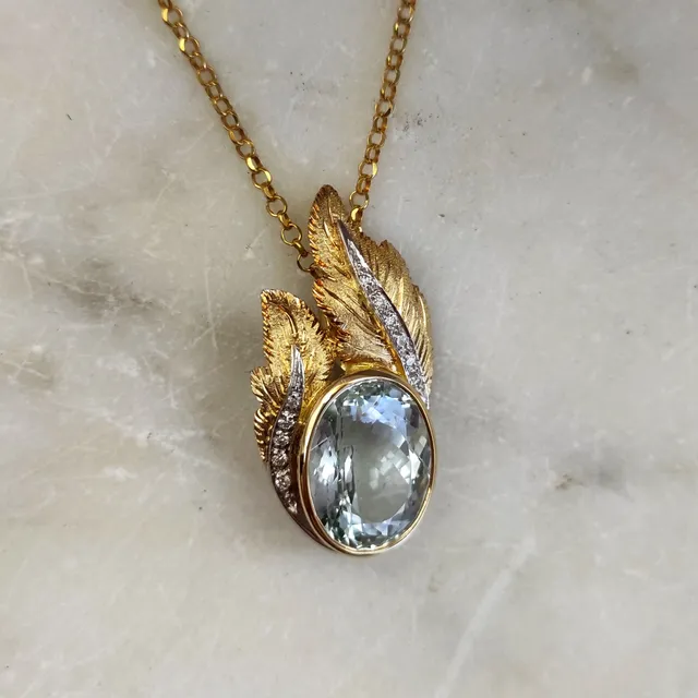 Anna Gioielli Stile Orafo Fiorentino ciondolo oro acquamarina 10,43 ct