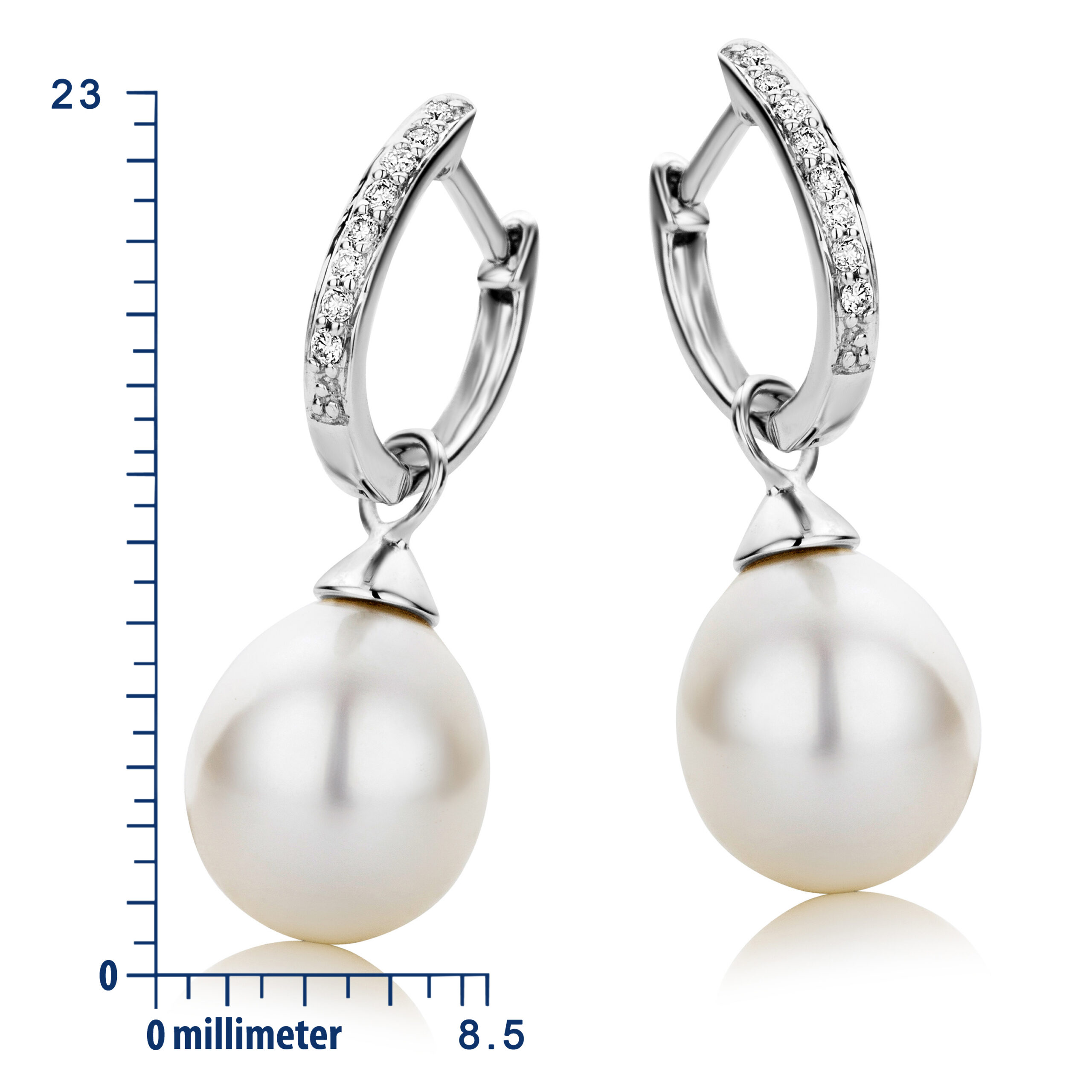 Miore Orecchini oro bianco 9kt perla acqua dolce