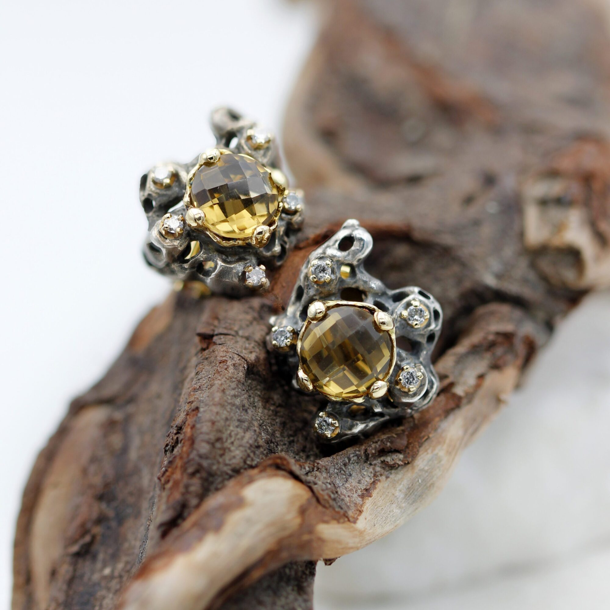 Anna Gioielli Marte Orecchini Citrino 8 ct Diamanti 20x23 mm