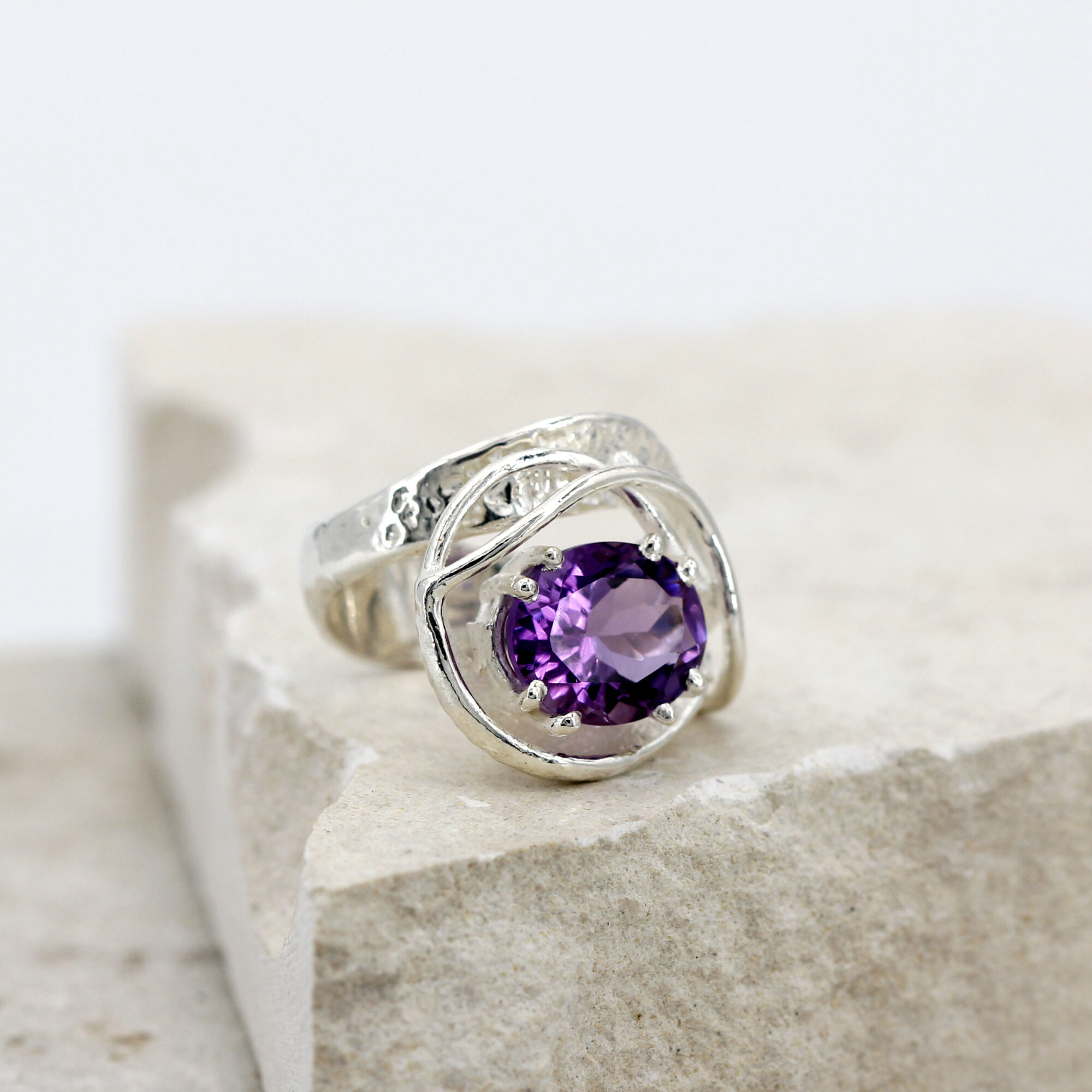 Anna Gioielli Anelli anello argento ametista castone nido regolabile