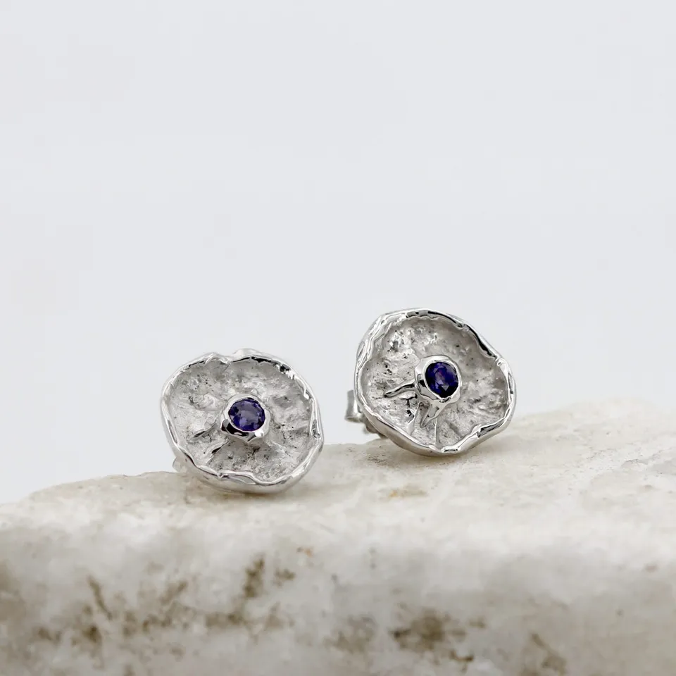 Anna Gioielli Winter Flower orecchini argento fiore iolite naturale