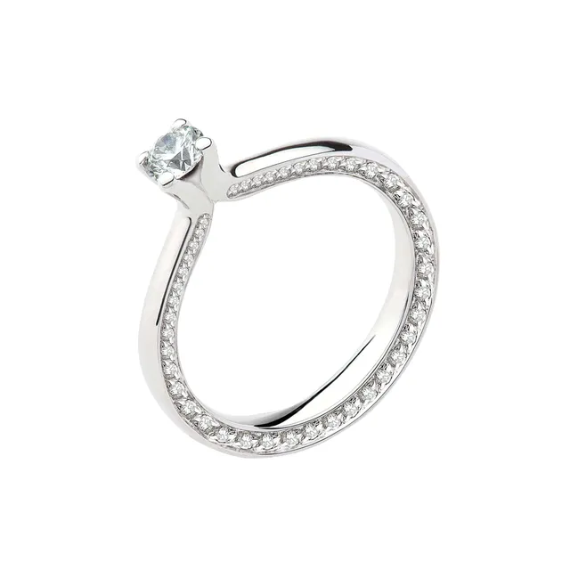 Polello Si Lo Voglio Anello Solitario diamante oro bianco