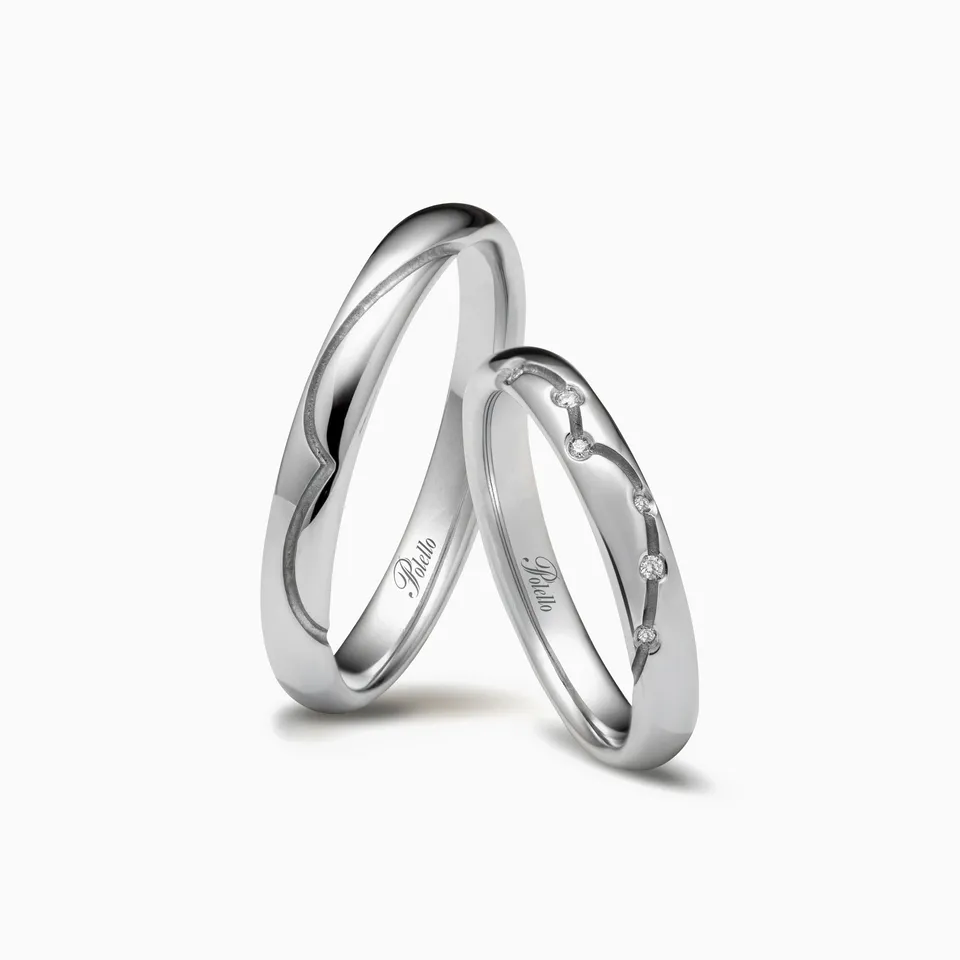 Polello Sì, Lo Voglio fedi platino diamanti nuziali