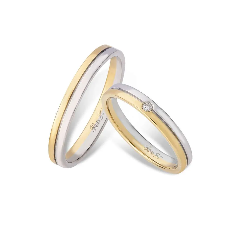 Polello Sì Lo Voglio Fedi oro bianco e giallo 18 kt