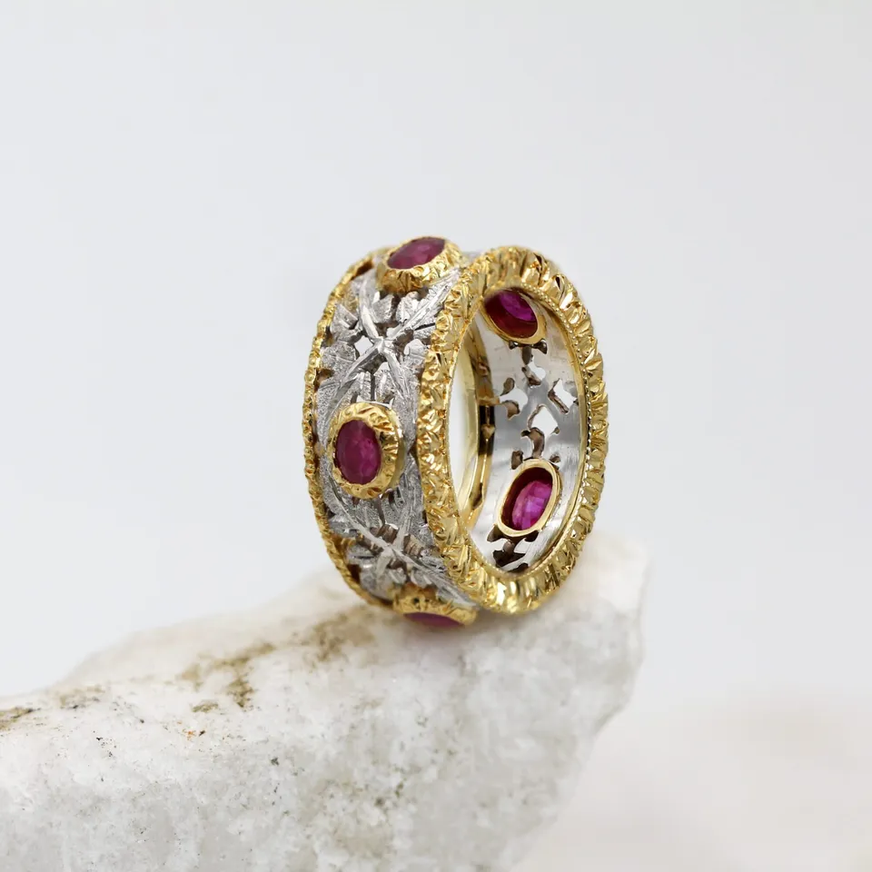 Anna Gioielli Stile Orafo Fiorentino anello oro rubini 9 mm