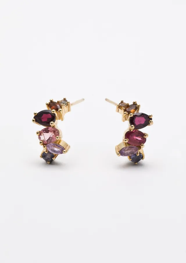 Voodoo Jewels Bold Shapes Shri orecchini oro tormaline multicolore