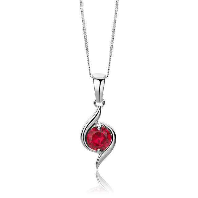 Miore Collana Oro Bianco 9Kt Rubino Creato