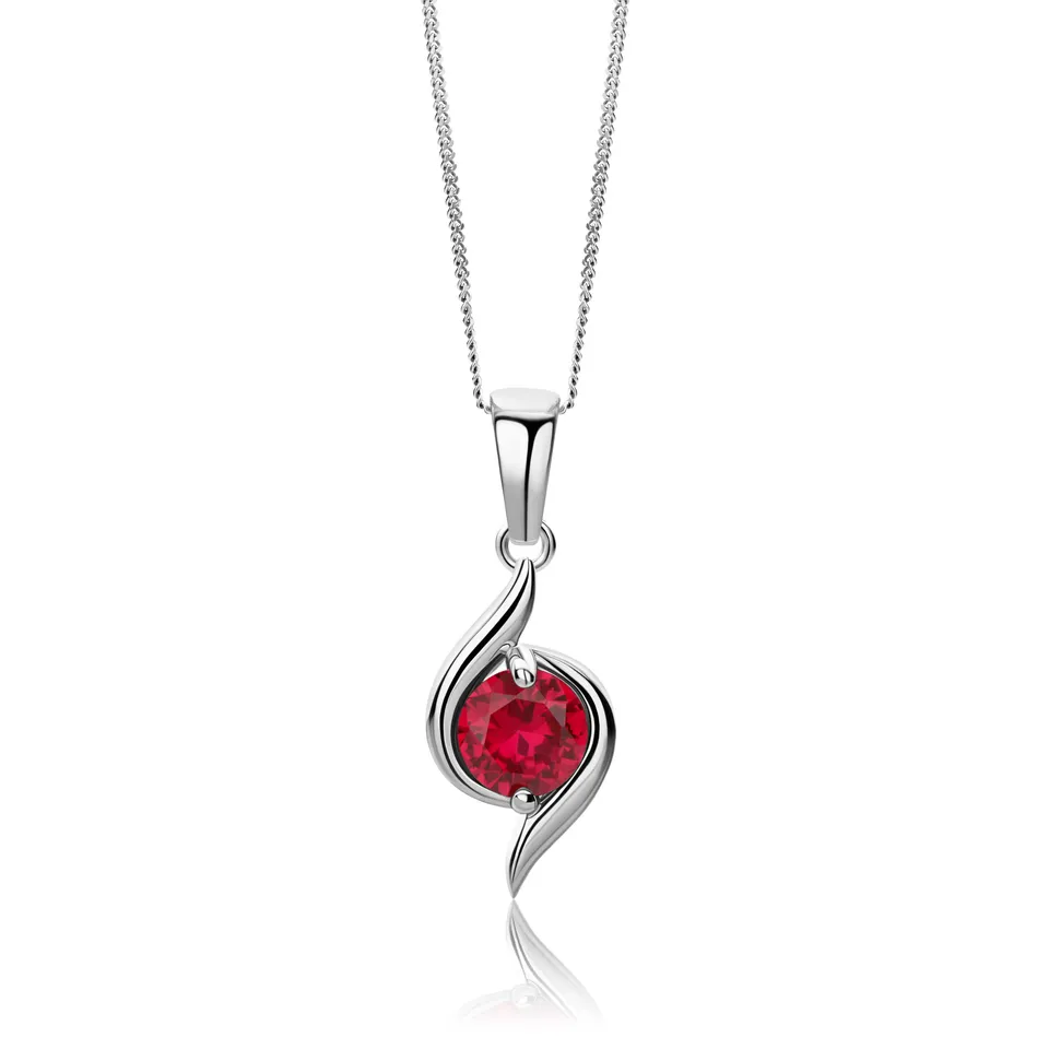 Miore Collana Oro Bianco 9Kt Rubino Creato