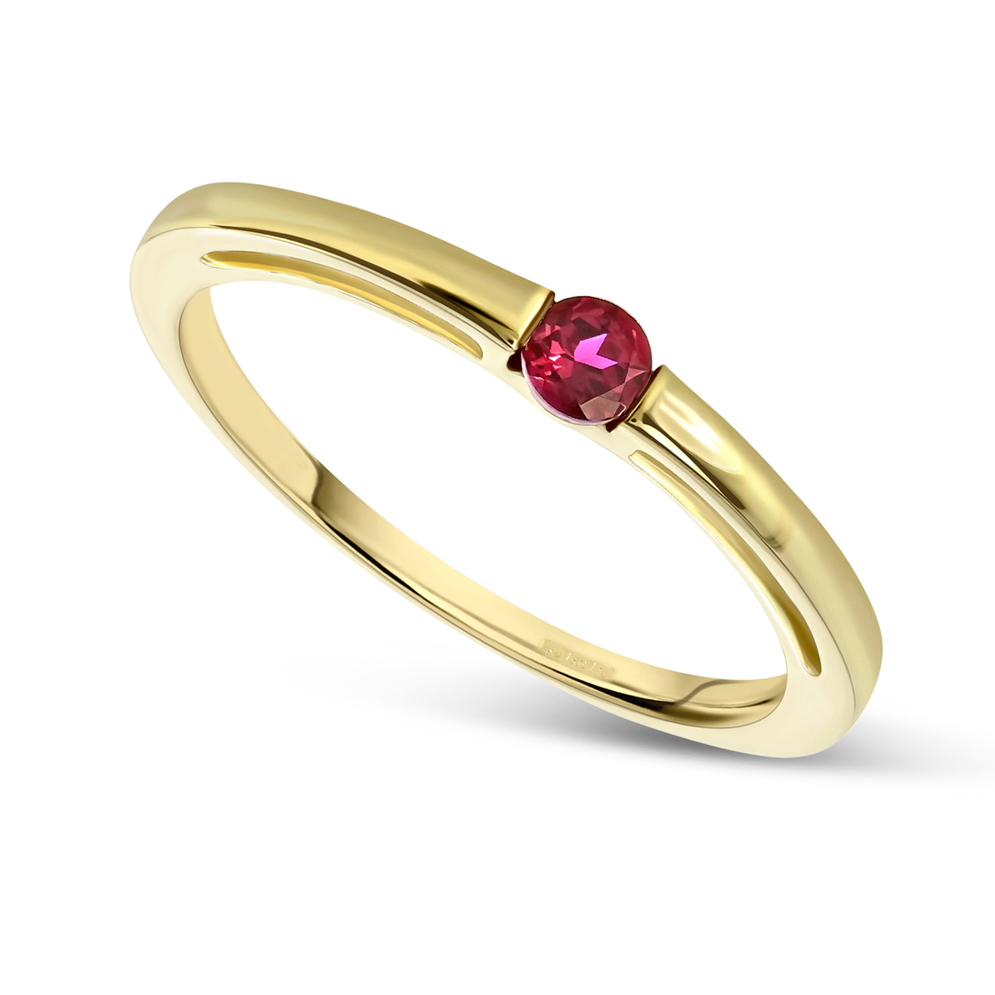 Miore Anello Oro Giallo 14KT Rubino Creato