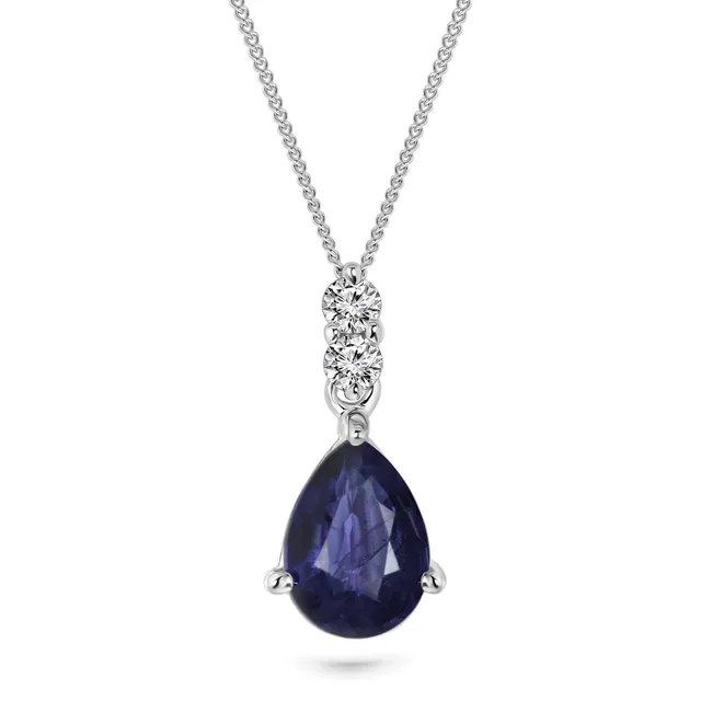 Miore Necklace Collana Oro Bianco 9Kt 375 con Zaffiro