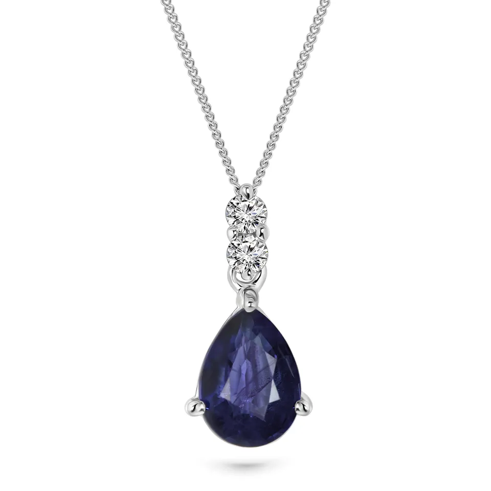Miore Necklace Collana Oro Bianco 9Kt 375 con Zaffiro