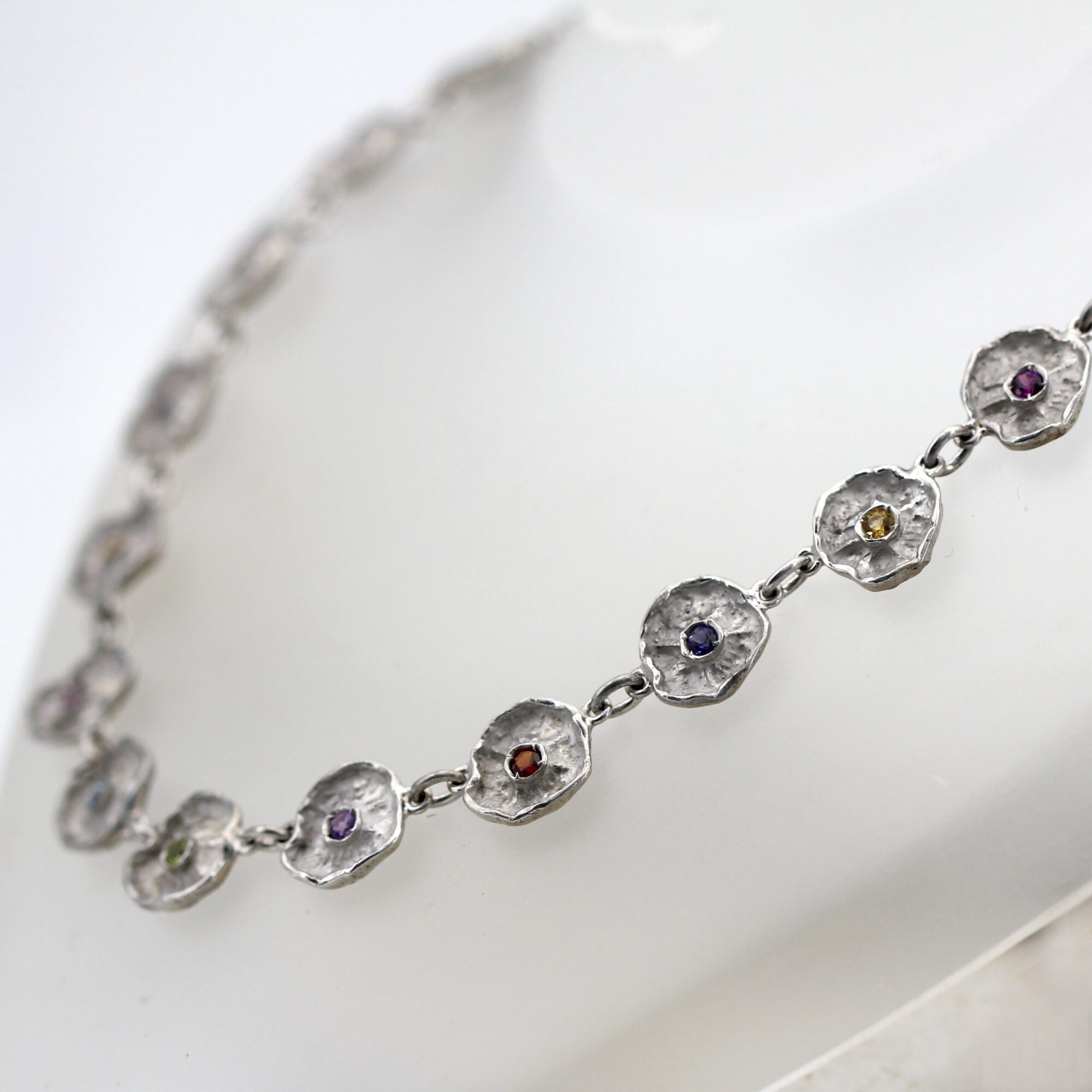 Anna Gioielli Winter Flower collana argento 22 fiori pietre 50 cm