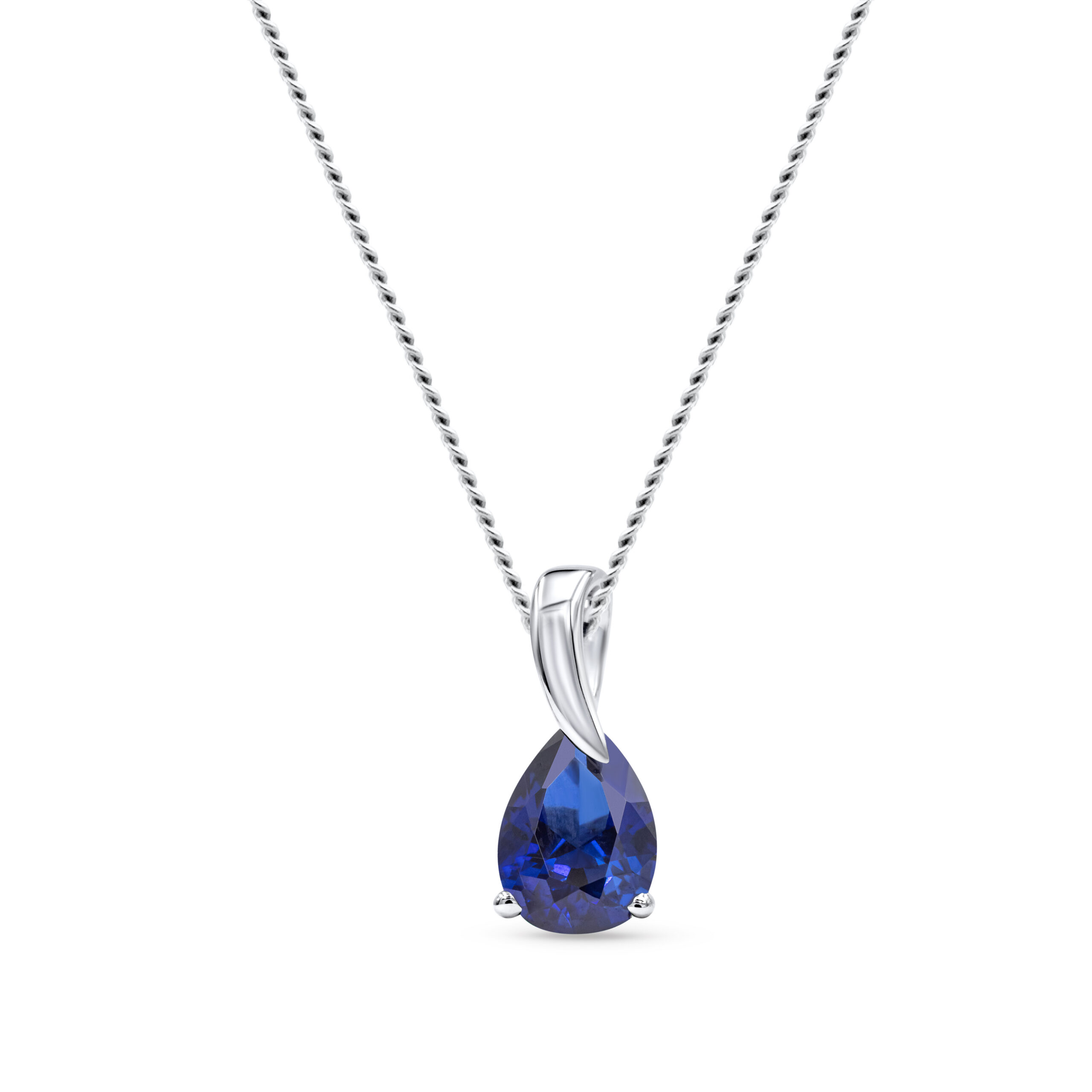 Miore Collana Oro Bianco 9kt Zaffiro Creato