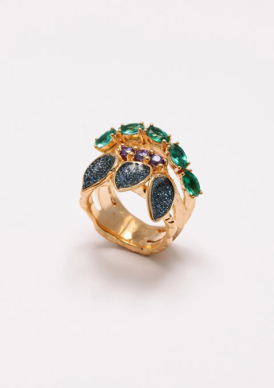Voodoo Jewels Bold Shapes Kiele anello bronzo dorato pietre marquise