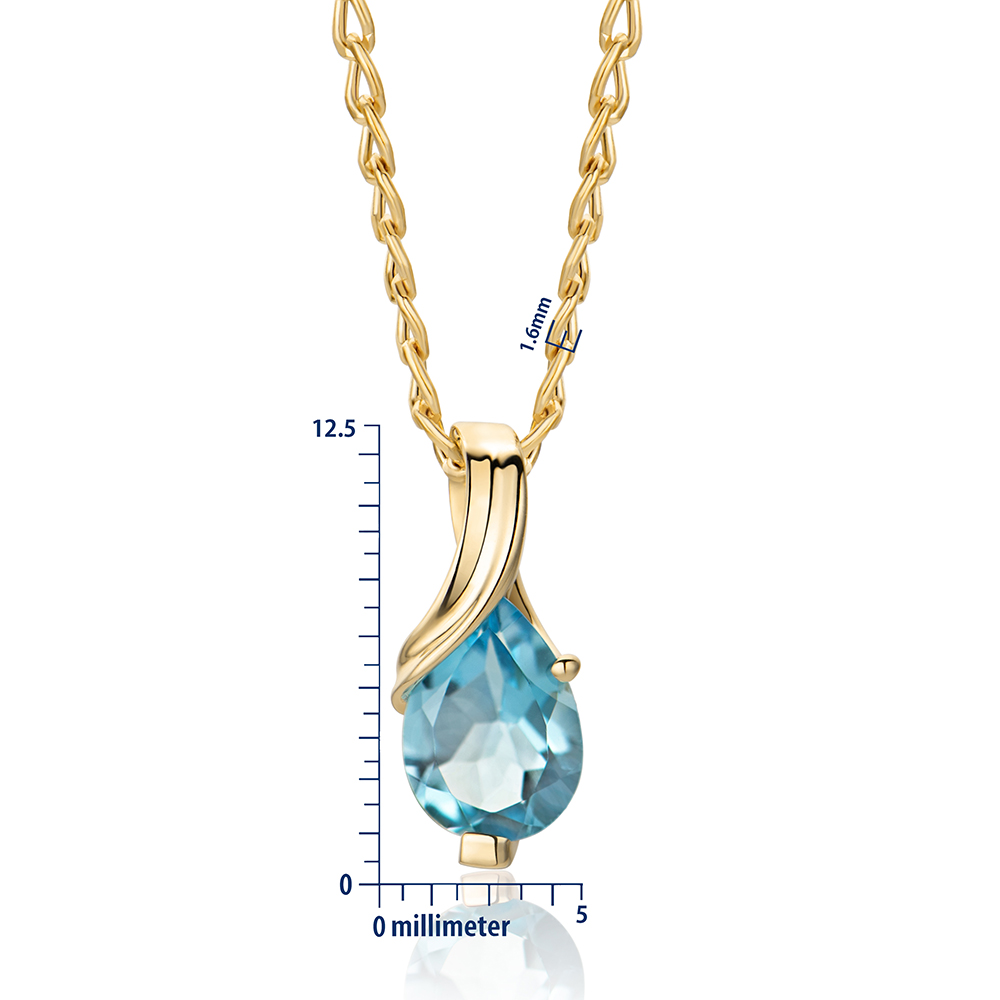 Miore Collana Oro Giallo 9KT Topazio Blu