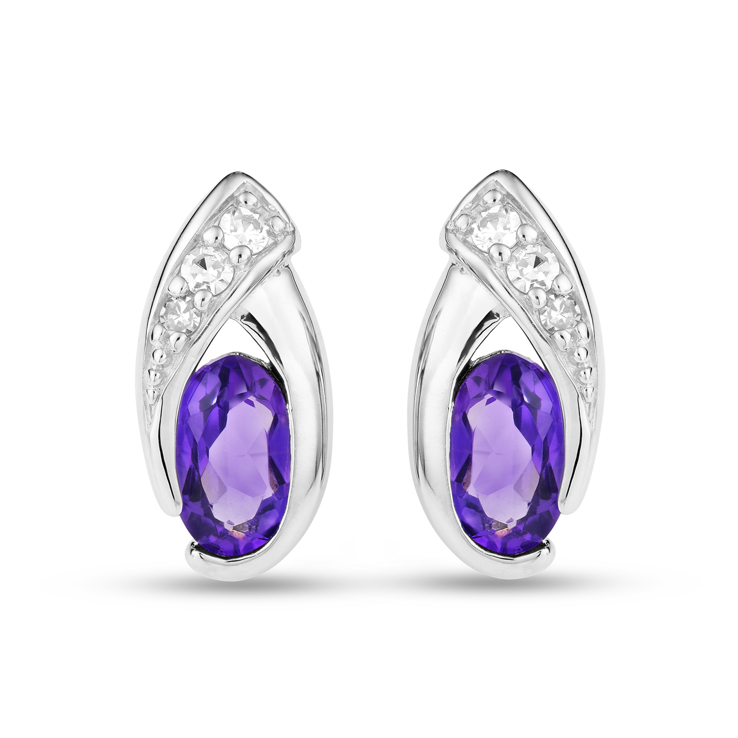 MIORE Earrings Orecchini Oro Bianco 9KT Ametista