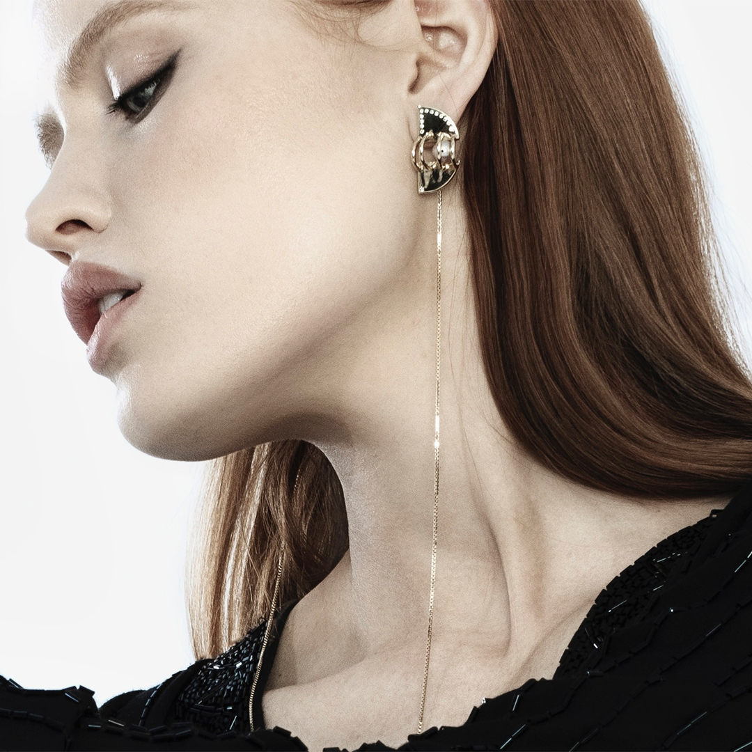 Giulia Iosco Cage Ear Necklace collana oro diamanti