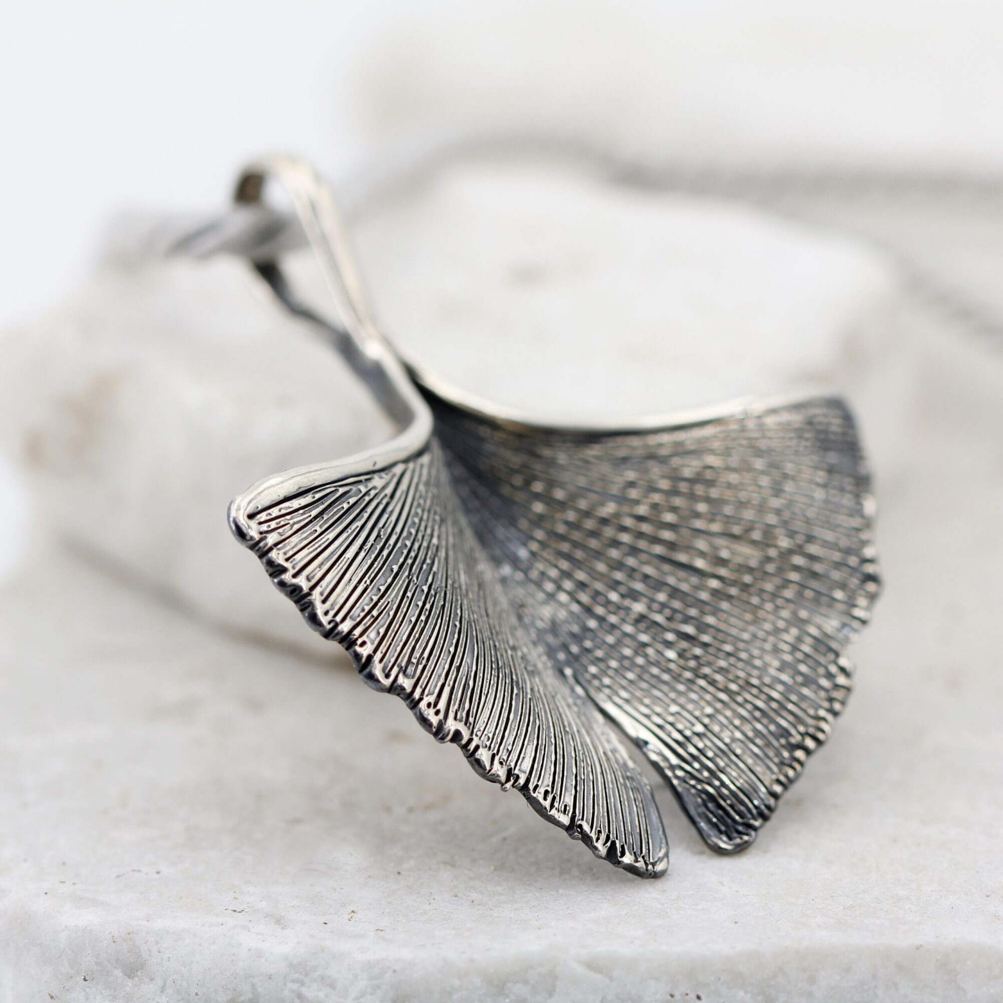 Anna Gioielli Pendenti ciondolo argento foglia Ginkgo 66mm