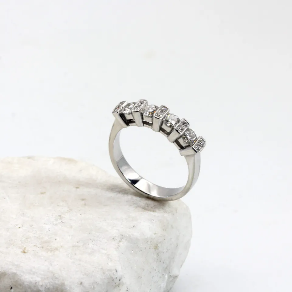 Anna Gioielli Traversine Anello Oro Bianco 14 Diamanti 0,91 ct