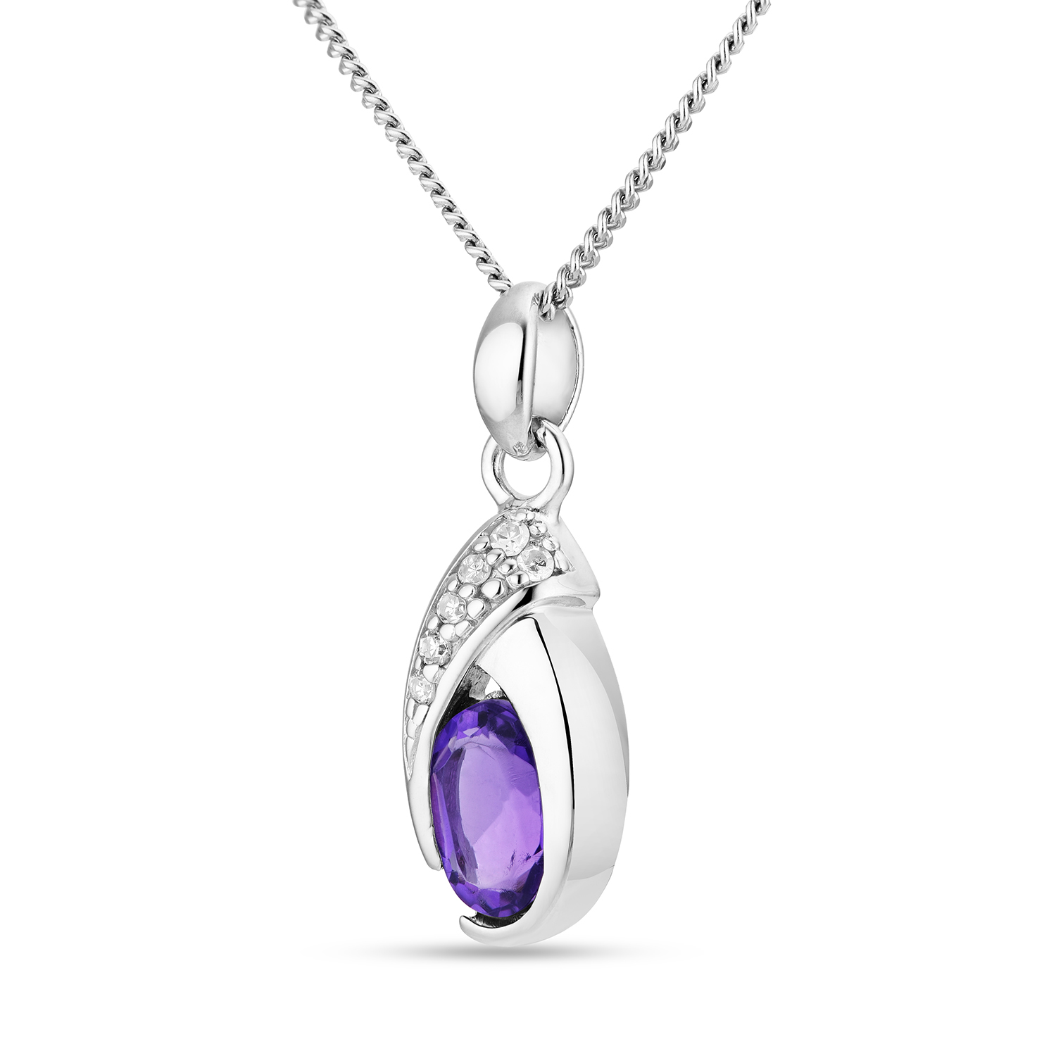 Miore Collana Oro Bianco 9Kt Ametista