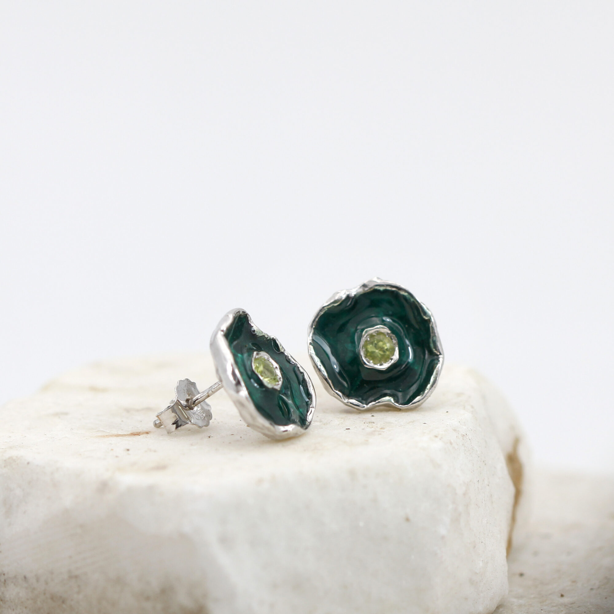 Anna Gioielli Winter Flower orecchini argento peridoto verde
