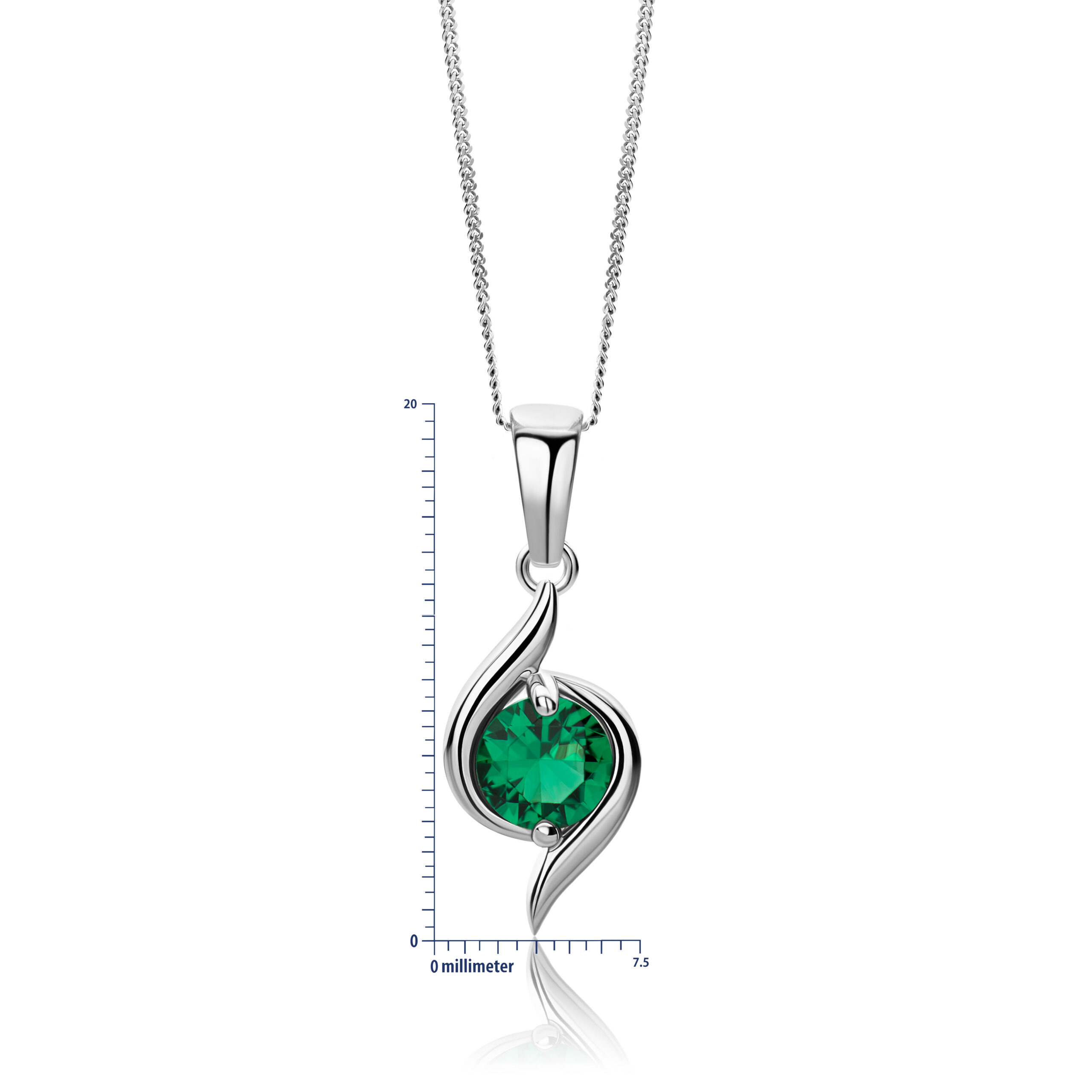 Miore Collana Oro Bianco 9Kt Smeraldo Creato