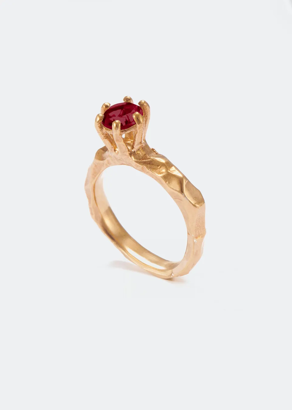 Voodoo Jewels Love Letter Red anello solitario rodolite oro
