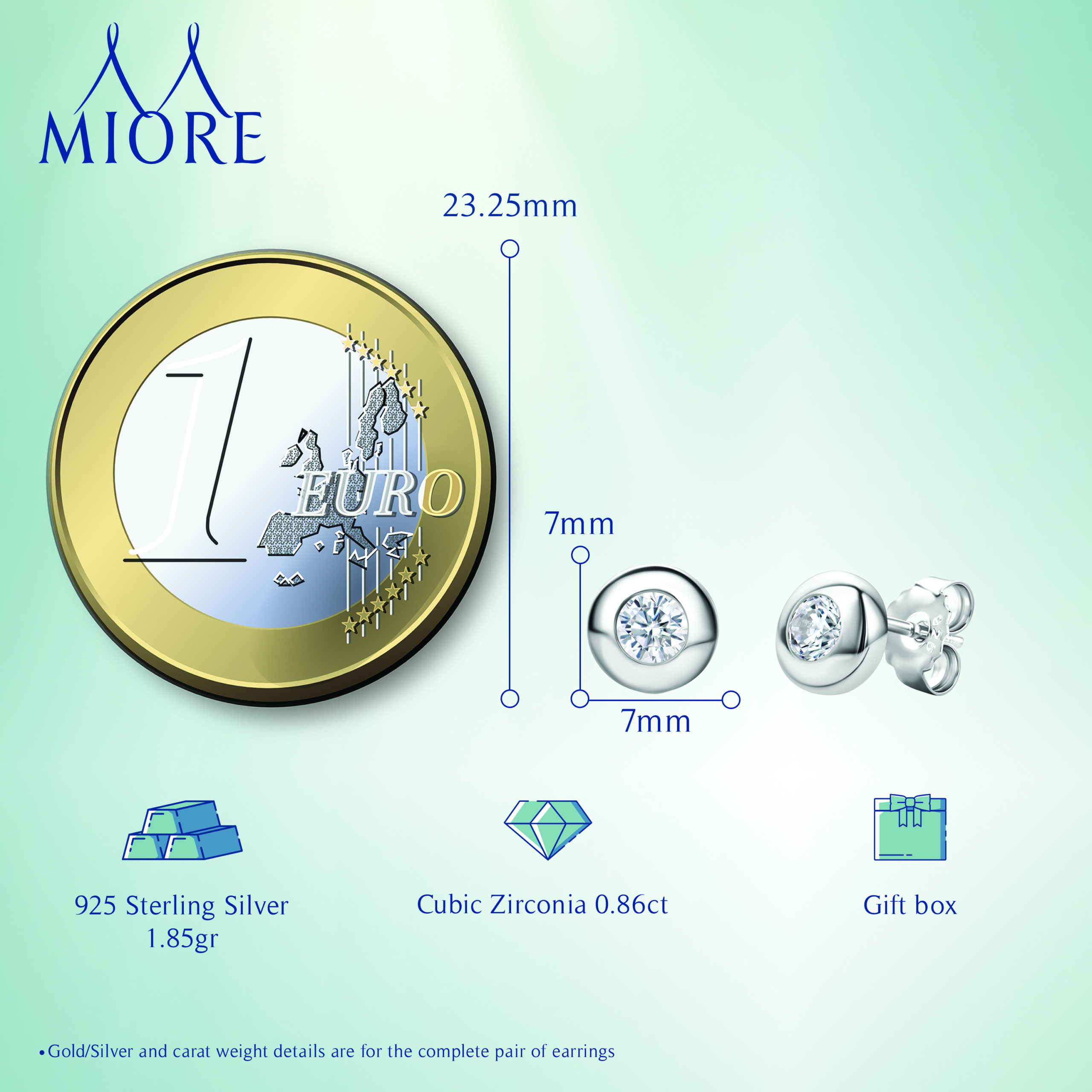 Miore Orecchini Argento 925 Zirconia Cubica