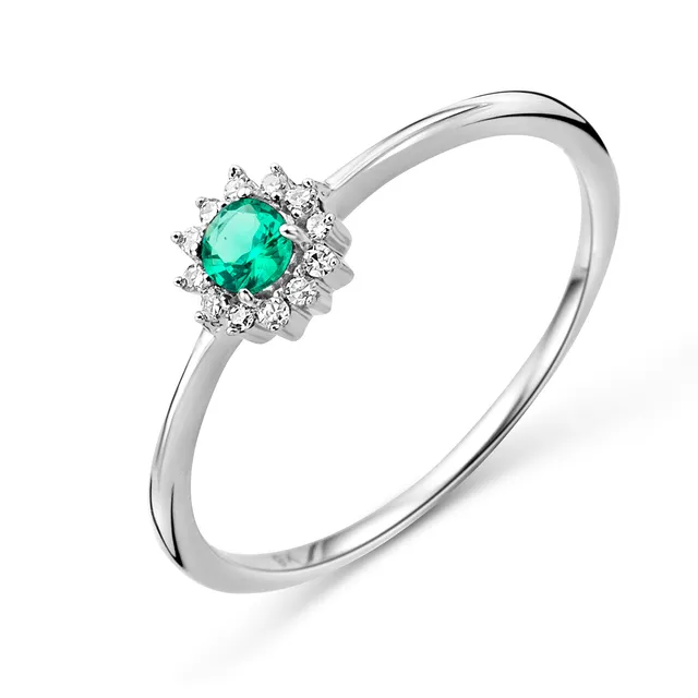 Miore Ring anello oro bianco 9kt smeraldo creato