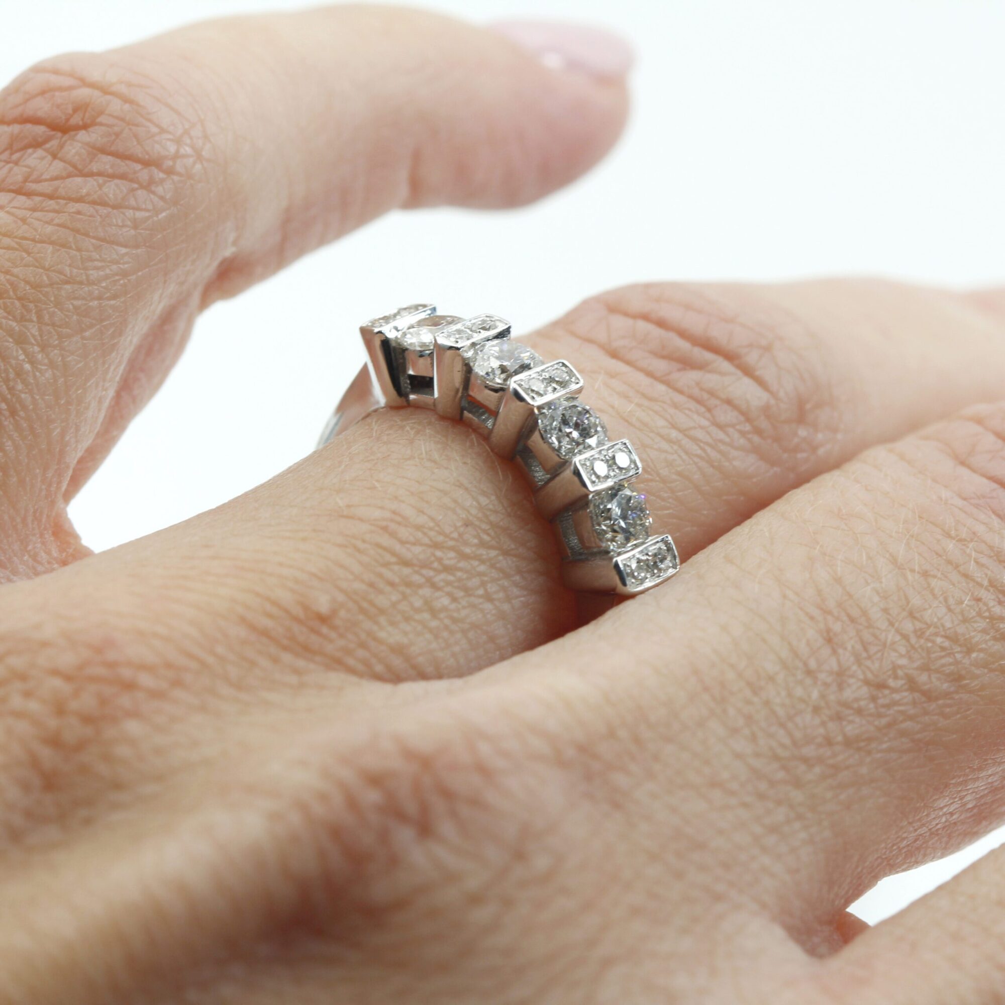 Anna Gioielli Traversine Anello Oro Bianco 14 Diamanti 0,91 ct