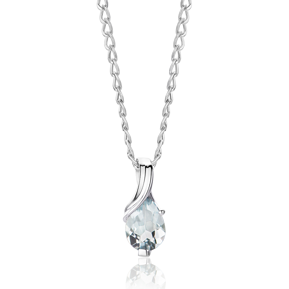 MIORE Collana oro bianco 9KT acquamarina