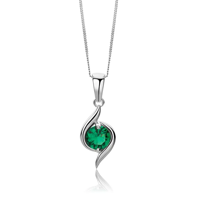 Miore Collana Oro Bianco 9Kt Smeraldo Creato