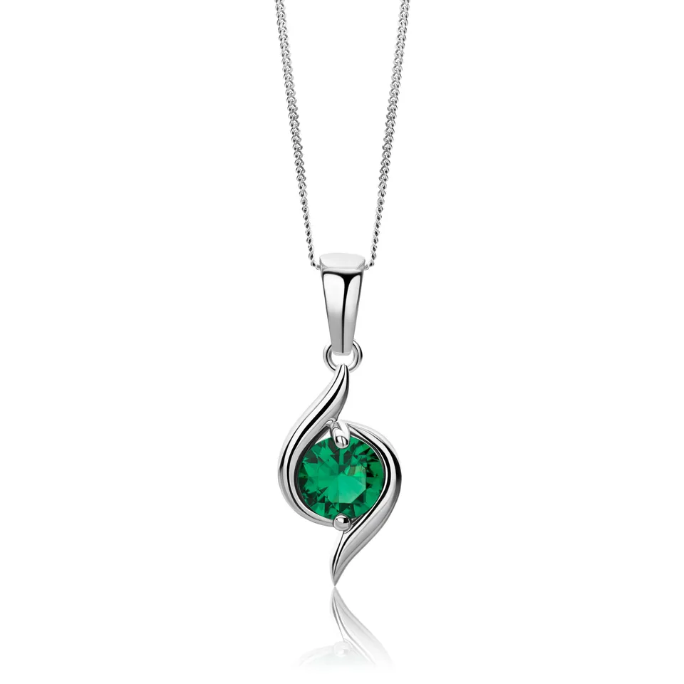 Miore Collana Oro Bianco 9Kt Smeraldo Creato