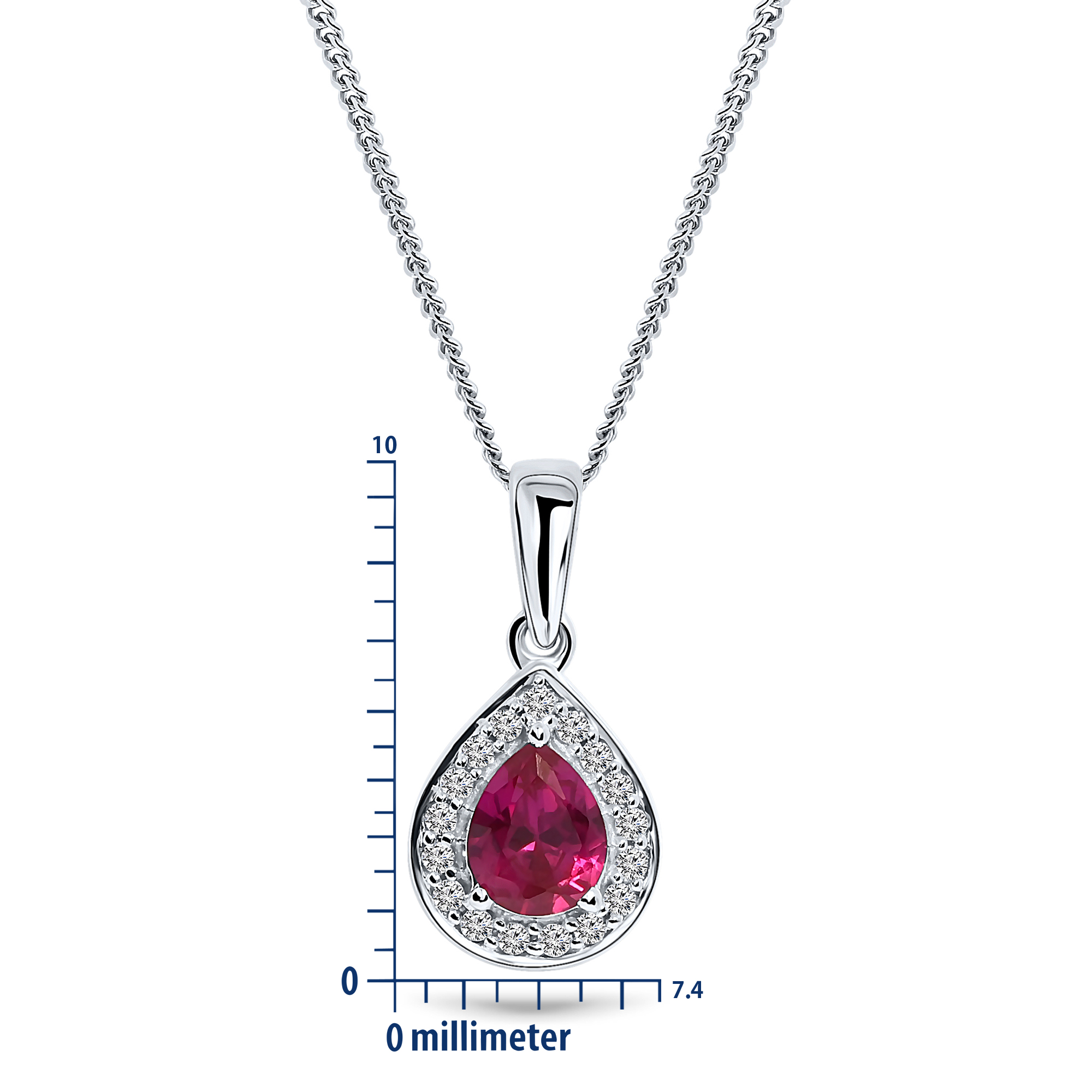 Miore Collana Oro Bianco 9Kt Rubino Creato