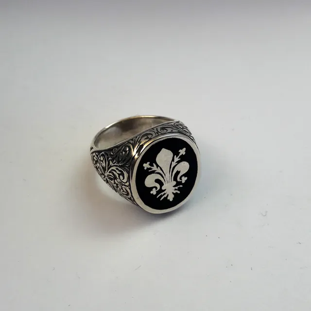 Anna Gioielli Collezione Uomo Anello Argento Giglio Nero