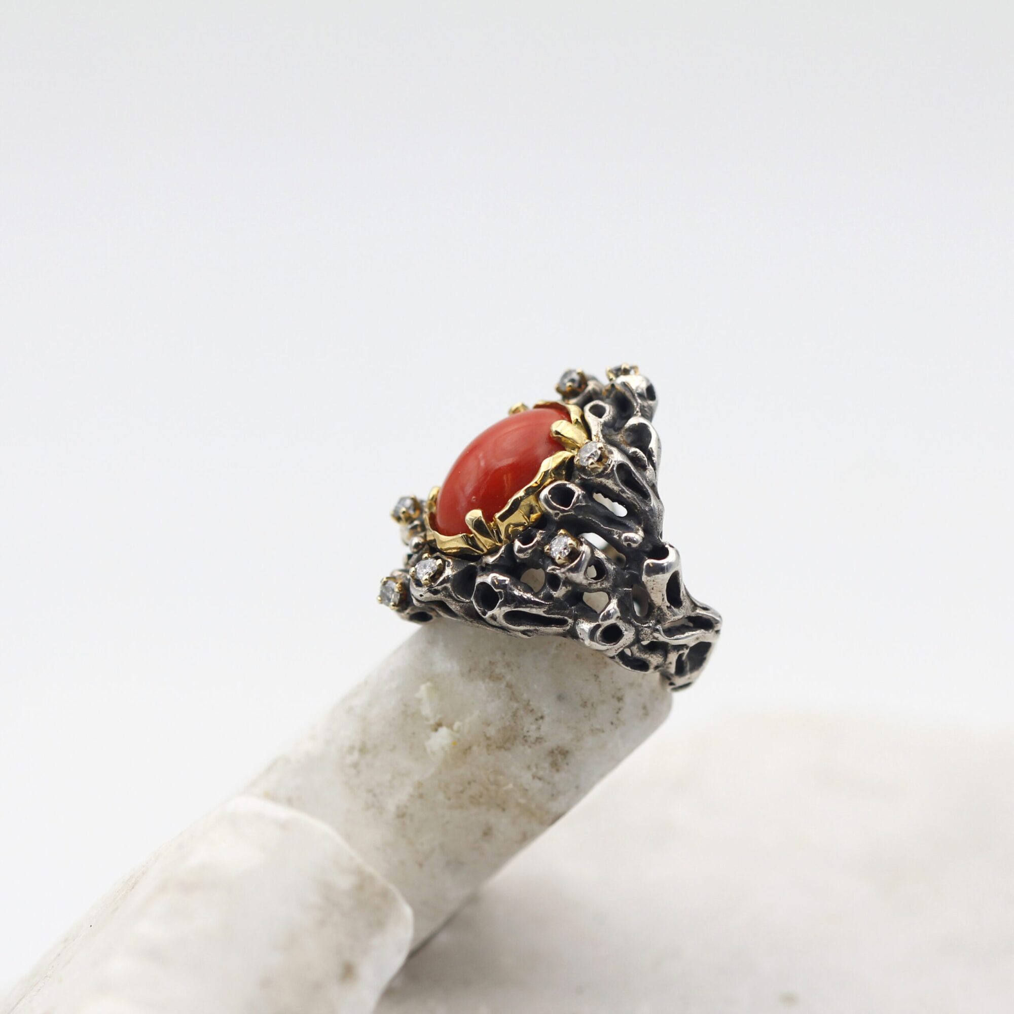 Anna Gioielli Marte Anello Argento Oro Corallo Diamanti