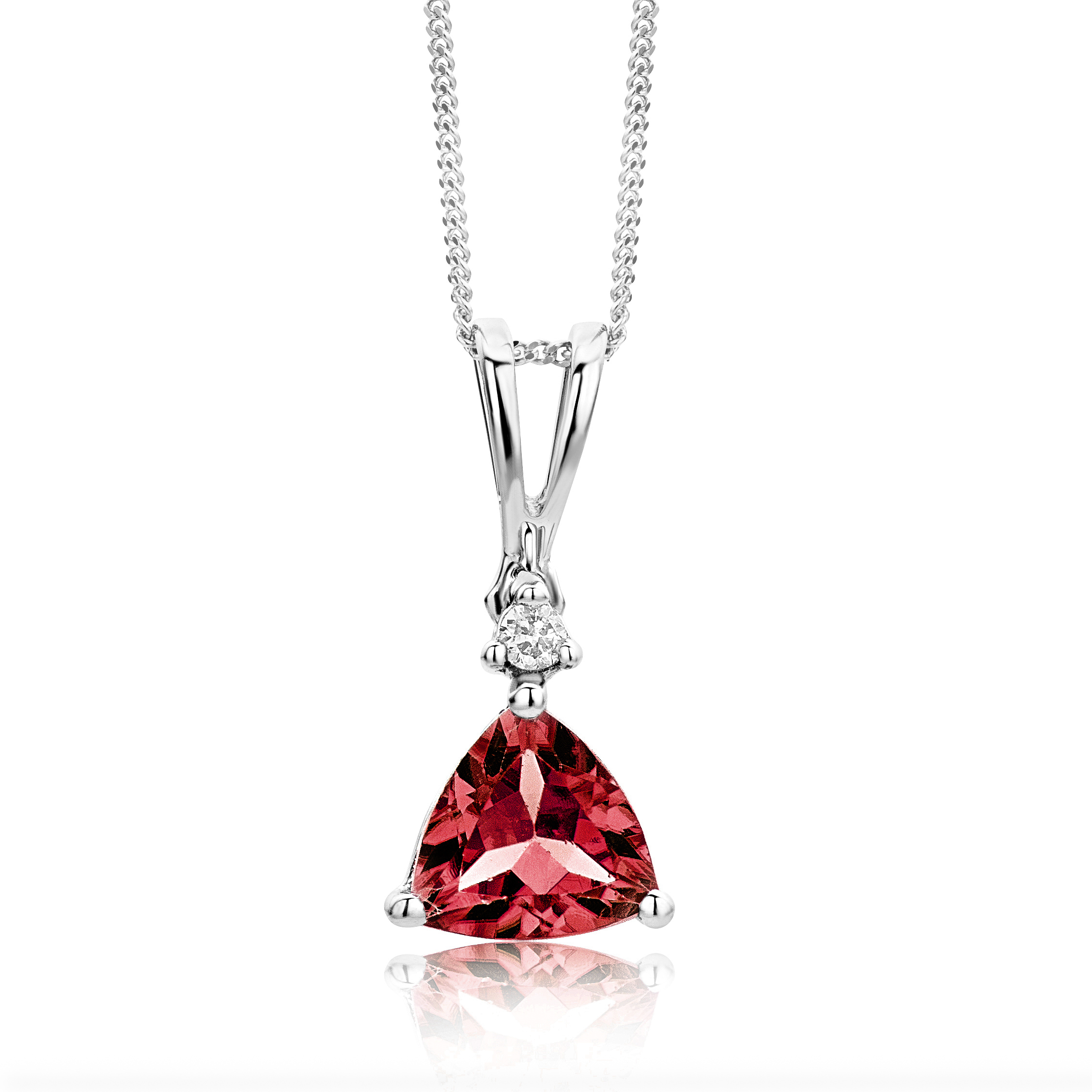 Miore Collana Oro Bianco 9Kt con Granato