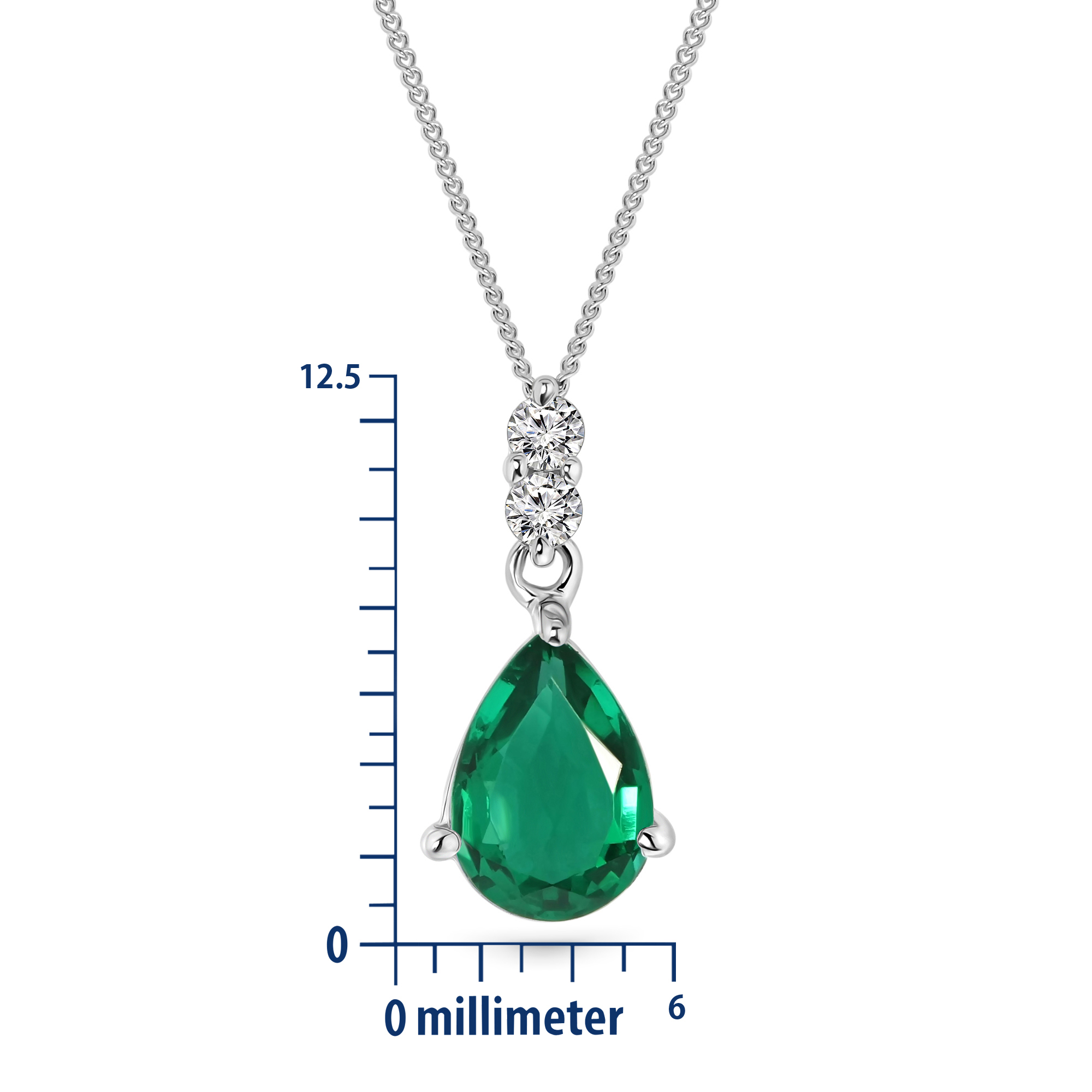 MIORE Collana oro bianco 9kt smeraldo creato