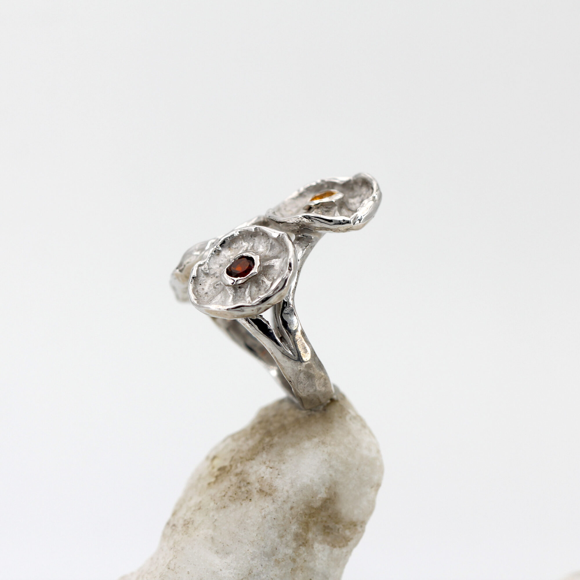 Anna Gioielli Winter Flower anello argento 925 tre fiori citrino