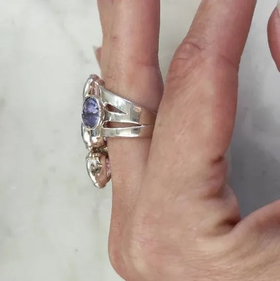 Anna Gioielli Anelli anello argento 5 paste vitree rosa celeste viola