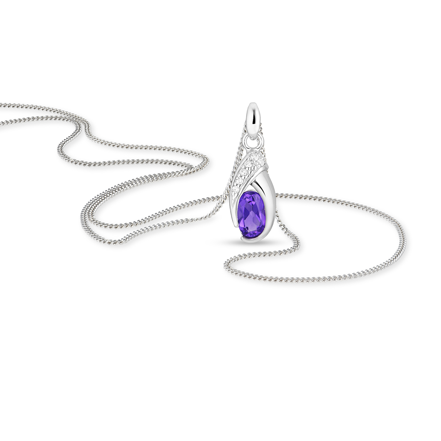 Miore Collana Oro Bianco 9Kt Ametista